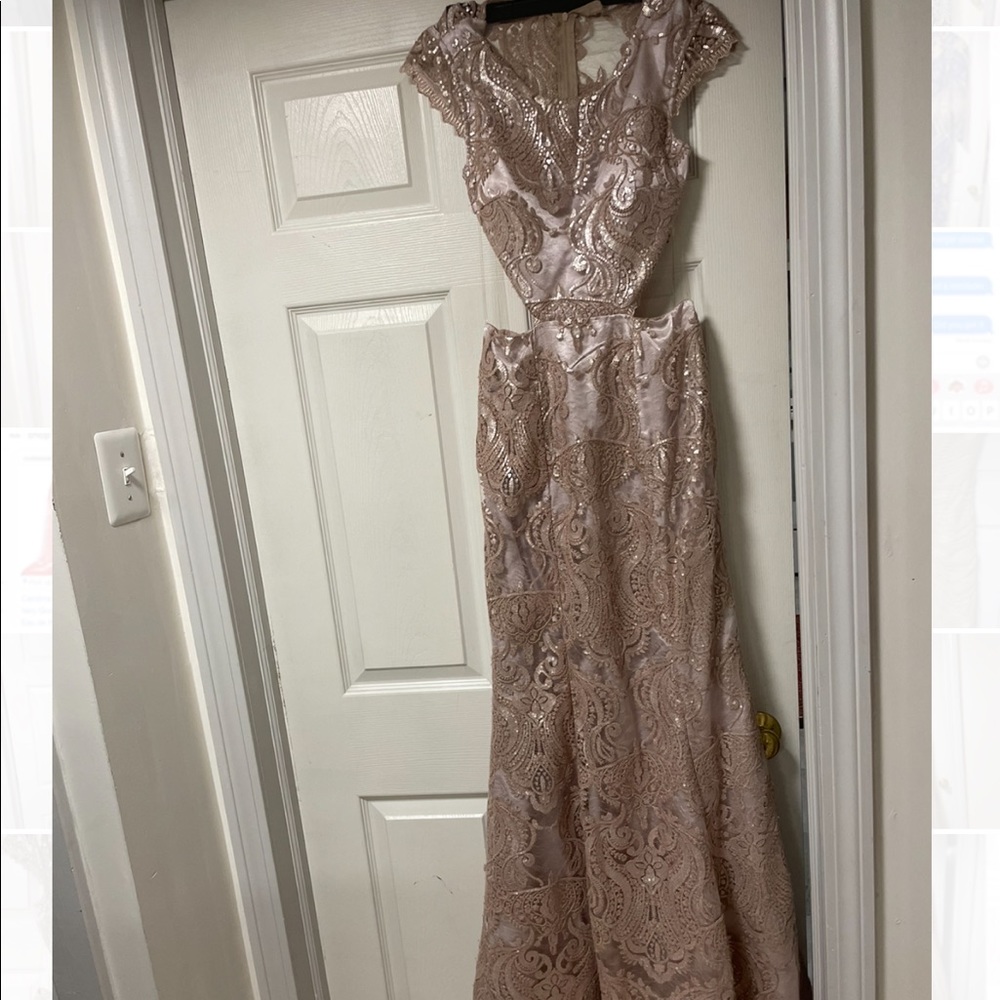 Blush open back dress